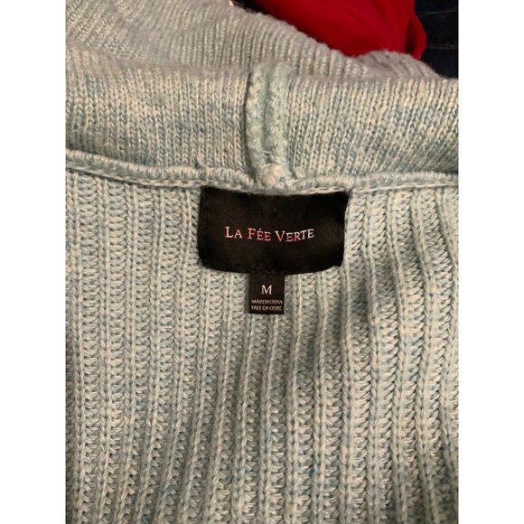 La Fee Verte Anthropologie Light Blue Wrap Cardigan W/ Pockets, Size Medium - Picture 7 of 7